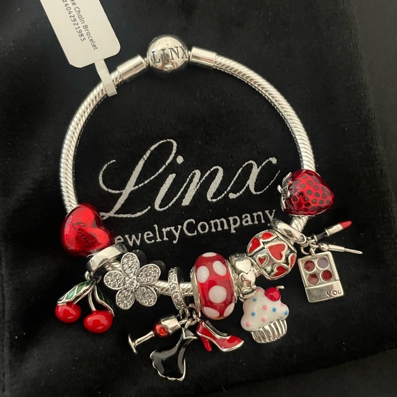 Linx Snake Chain Bracelet with Red Themed Charms - Picture 6 of 11